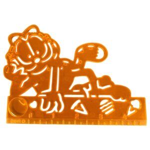 Vintage Garfield Stencil Ruler 1981 Paws 6 Inch Orange Plastic Drawing Template